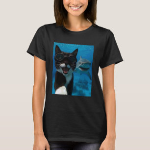 Camiseta Gato Esmoquin Divertido Selfie con Amantes de Tibu