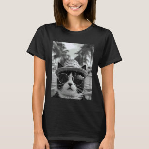 Camiseta Gato esmoquin divertido selfie gato vacaciones de