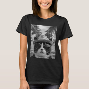 Camiseta Gato esmoquin divertido selfie gato vacaciones de