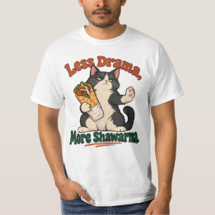 Camiseta Gato Esmoquin Divertido Shawarma Dibujo Naranja y