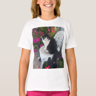Camiseta Gato Esmoquin Gatos Negros Flores Bonitas Chicas