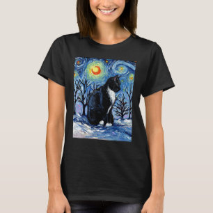Camiseta Gato esmoquin invierno nieve vacaciones noche estr