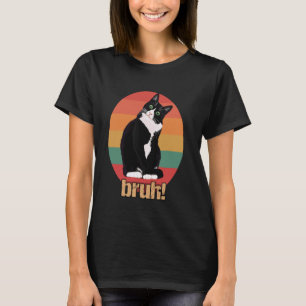 Camiseta Gato Esmoquin Retro Círculo Bruh Diciendo Madres P