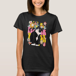 Camiseta Gato Esmoquin Retro Vibración 60s 70s Flores Signo