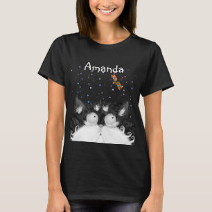 Camiseta Gato Esmoquin Sorprendido por una Libélula (Oscuro