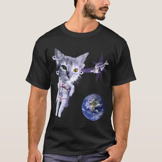 Camiseta Gato espacial. (Anverso)