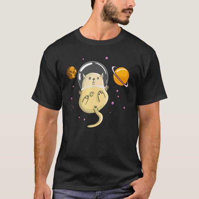 Camiseta Gato espacial astronauta para hombres mujeres niño (Anverso)