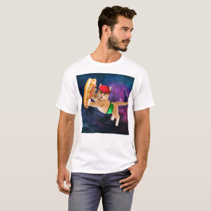 Camiseta Gato espacial con gorras y empaque para patatas