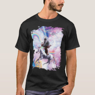 Camiseta Gato Espacial con Ojos Láser en Unicornio Perezoso