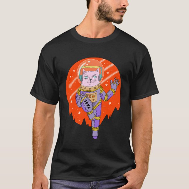 Camiseta Gato Espacial Cósmico Astro (Anverso)