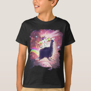 Camiseta Gato espacial de la avenida Lazer montando llamada