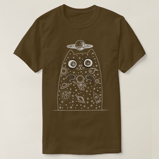 Camiseta Gato espacial Doodle Galaxia Gato Cute Niños Gatit (Diseño del anverso)