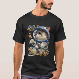 Camiseta Gato Espacial Duerme Lindo Astronauta Gatito con O