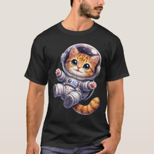 Camiseta Gato Espacial Flotando en el Universo