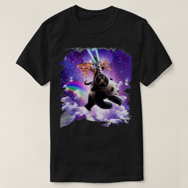 Camiseta Gato espacial guerrero Lazer montando Panda con pi (Diseño del anverso)
