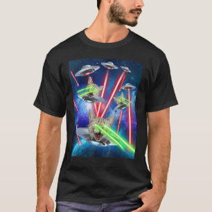 Camiseta Gato Espacial Láser Ojos De Gato Ovni Gatito Lindo