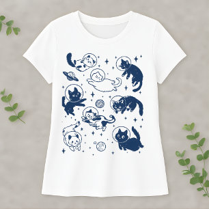 Camiseta Gato Espacial Lindo Astronauta Gatito Galaxia Aman
