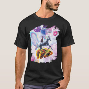 Camiseta Gato espacial montando unicornio - Taco y donut