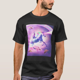 Camiseta Gato Espacial Montando Unicornio  Tacos Láser Y Ar