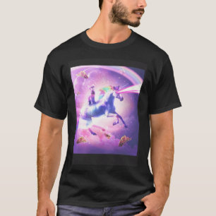 Camiseta Gato Espacial Montando Unicornio Tacos Láser y Arc