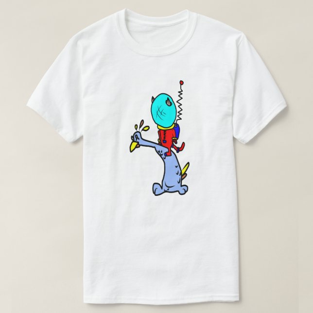 Camiseta Gato espacial y aves (Diseño del anverso)