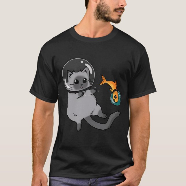 Camiseta gato espacial y pez espacial (Anverso)