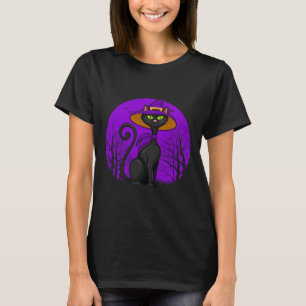 Camiseta Gato espantoso amante Halloween Gato negro gatito