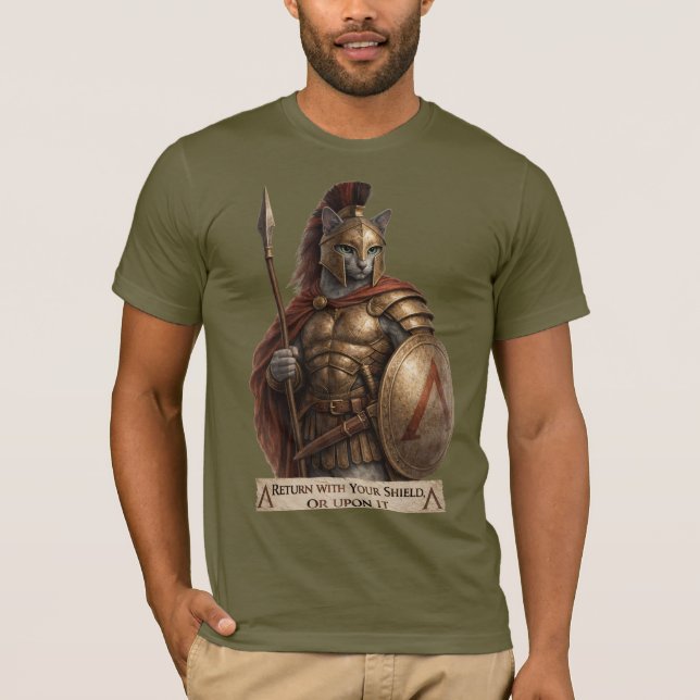 Camiseta Gato Espartano Azul Ruso (Anverso)