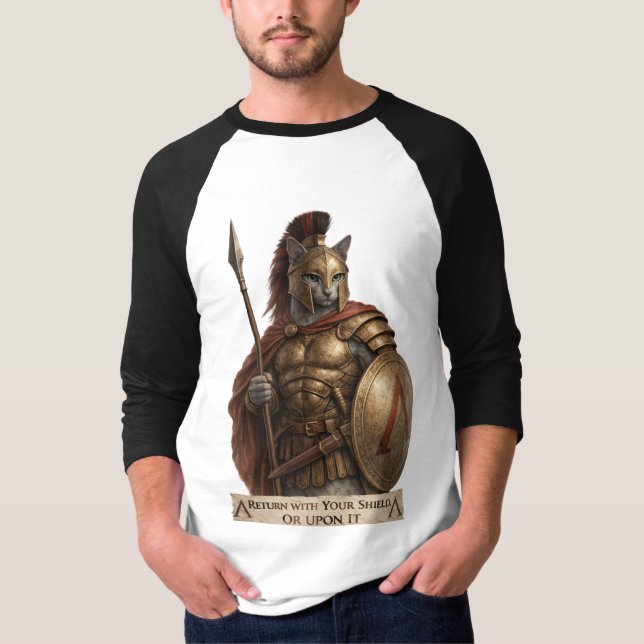 Camiseta Gato Espartano Azul Ruso (Anverso)