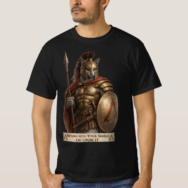Camiseta Gato Espartano Azul Ruso (Anverso)