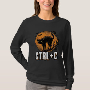 Camiseta Gato espeluznante CTRL C Diseño de vector de Hallo