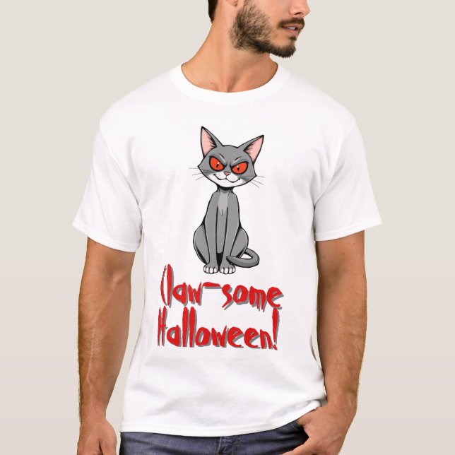 Camiseta Gato espeluznante de Halloween (Anverso)