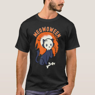Camiseta Gato Espeluznante Disfrazado De Calavera Para Hall
