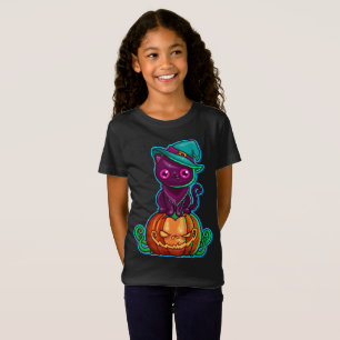 Camiseta Gato espeluznante en una Halloween de calabaza   C