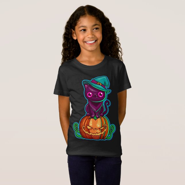 Camiseta Gato espeluznante en una Halloween de calabaza | C (Anverso completo)