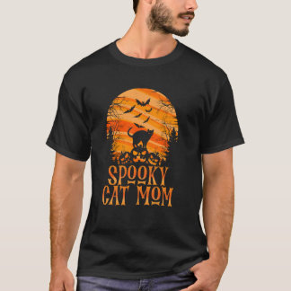 Camiseta Gato espeluznante mamá gatito, Calabazas y puesta 