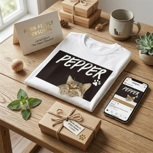 Camiseta Gato Espiando Moderno Foto y Nombre de Mascota Per