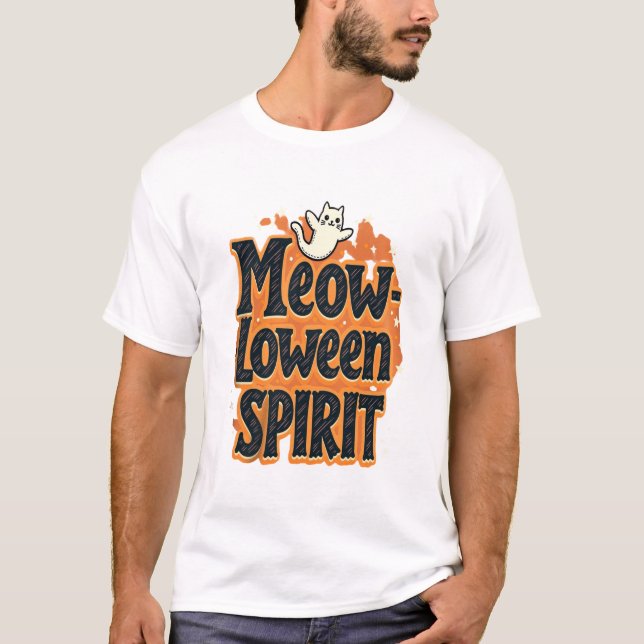 Camiseta Gato Espíritu Meow-loween (Anverso)