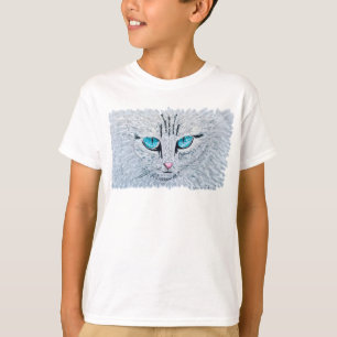 Camiseta Gato Esponjoso de Ojos Azules