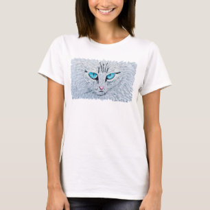 Camiseta Gato Esponjoso de Ojos Azules