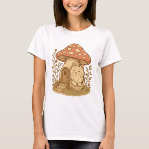 Camiseta Gato esponjoso en la cabaña de hongos