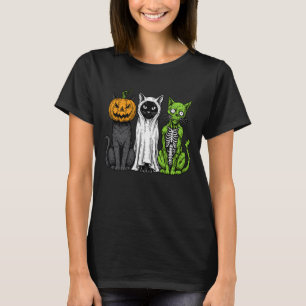 Camiseta Gato Esqueleto Calabaza Fantasma Halloween Gatito 