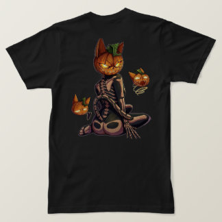 Camiseta Gato esqueleto de calabaza espeluznante de Hallowe