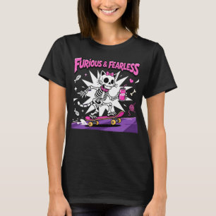Camiseta Gato Esqueleto en Monopatín Furioso e Intrépido