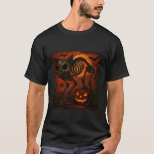 Camiseta Gato Esqueleto Espeluznante Halloween