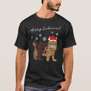 Camiseta Gato estadounidense Bobtail Gato Merry Catmas Navi