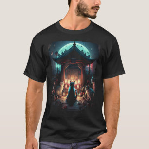 Camiseta gato estético japonés flores de cerezo Sakura