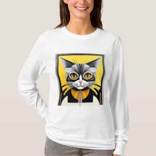 Camiseta Gato estilizado geométrico abstracto