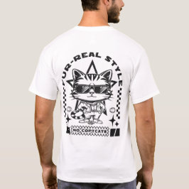 Camiseta Gato estilo cuatro real con gafas de sol