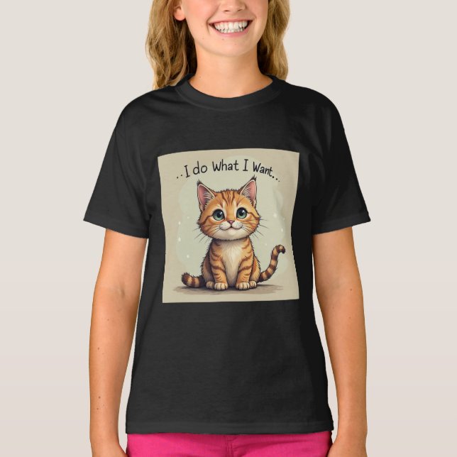 Camiseta Gato estilo Doodle - Hago lo que quiero (Anverso)